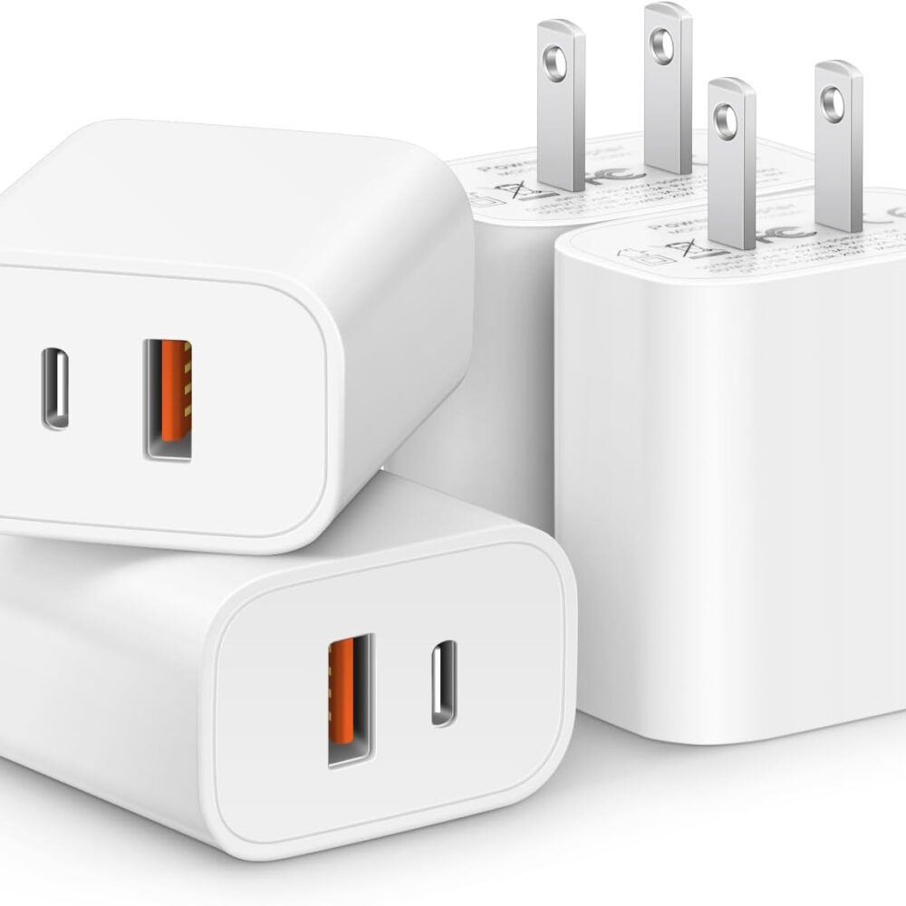 [4 Pack] 20W USB C Charger Block Fast Charging Multiport Adapter
