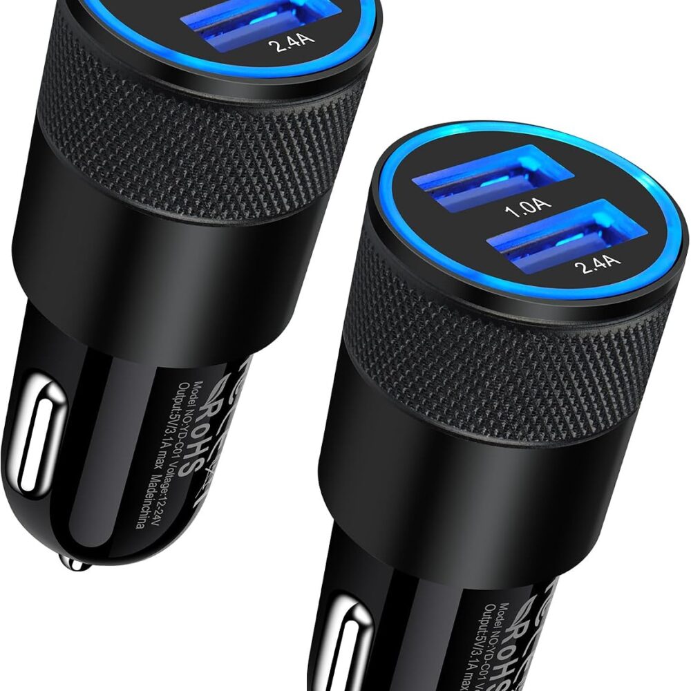 Car Charger [2Pack/3.4a] Fast Charge Dual Port USB Cargador Lighter Adapter